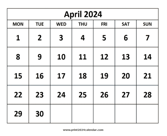 April 2024 Calendar