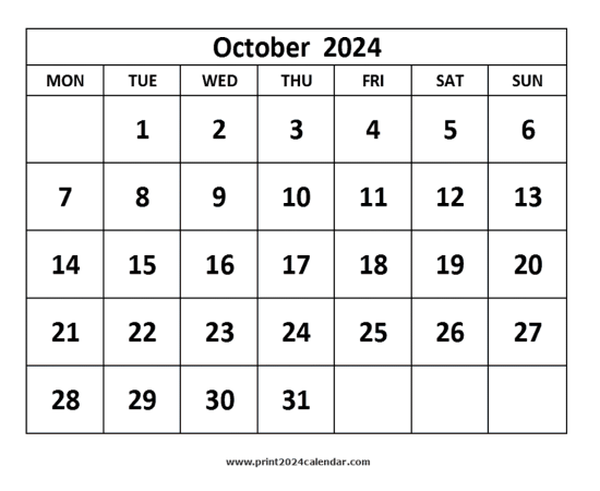 October 2024 Calendar