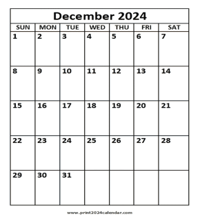 December 2024 calendar