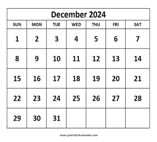 December 2024 calendar