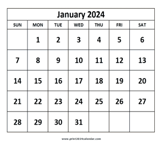 January 2024 calendar