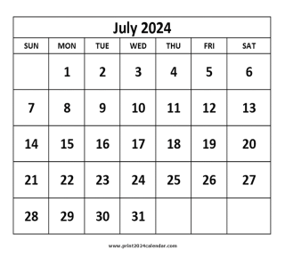 July 2024 calendar - Free 2024 calendar