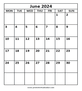 June 2024 calendar - Free 2024 calendar